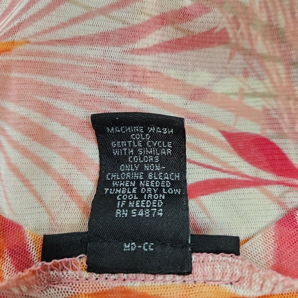 Vintage‎ Y2K The Limited Pink & Orange Tropical Sheer Mesh Tee-Shirt Size XL N85 - Picture 5 of 7